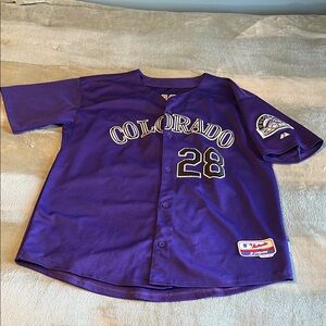 Majestic Purple Baseball Jersey with Colorado 28